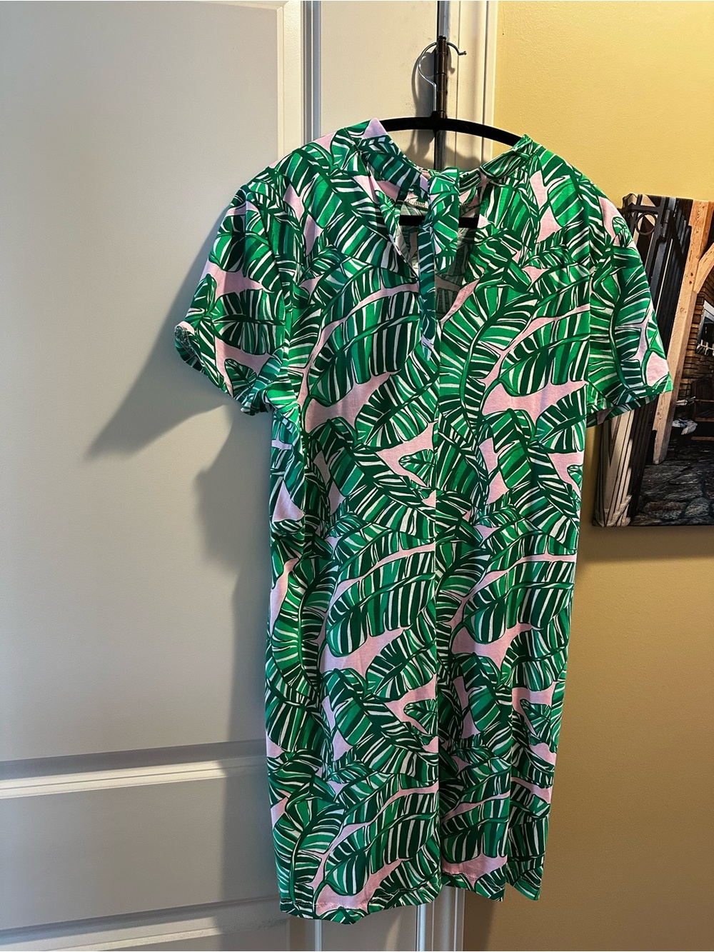 Lilly Pulitzer Pink and Green Leaf-Print Short Sleeve Bodysuit